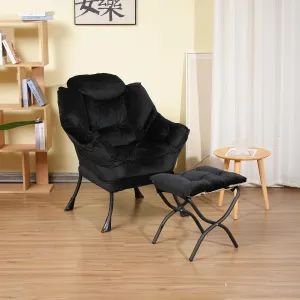 Lounge Chair with Ottoman,Lazy Chair with Ottoman,Comfy Accent Chair with Soft Suede Fabric and Steel Frame, 300lbs Capacity,Easy to Install