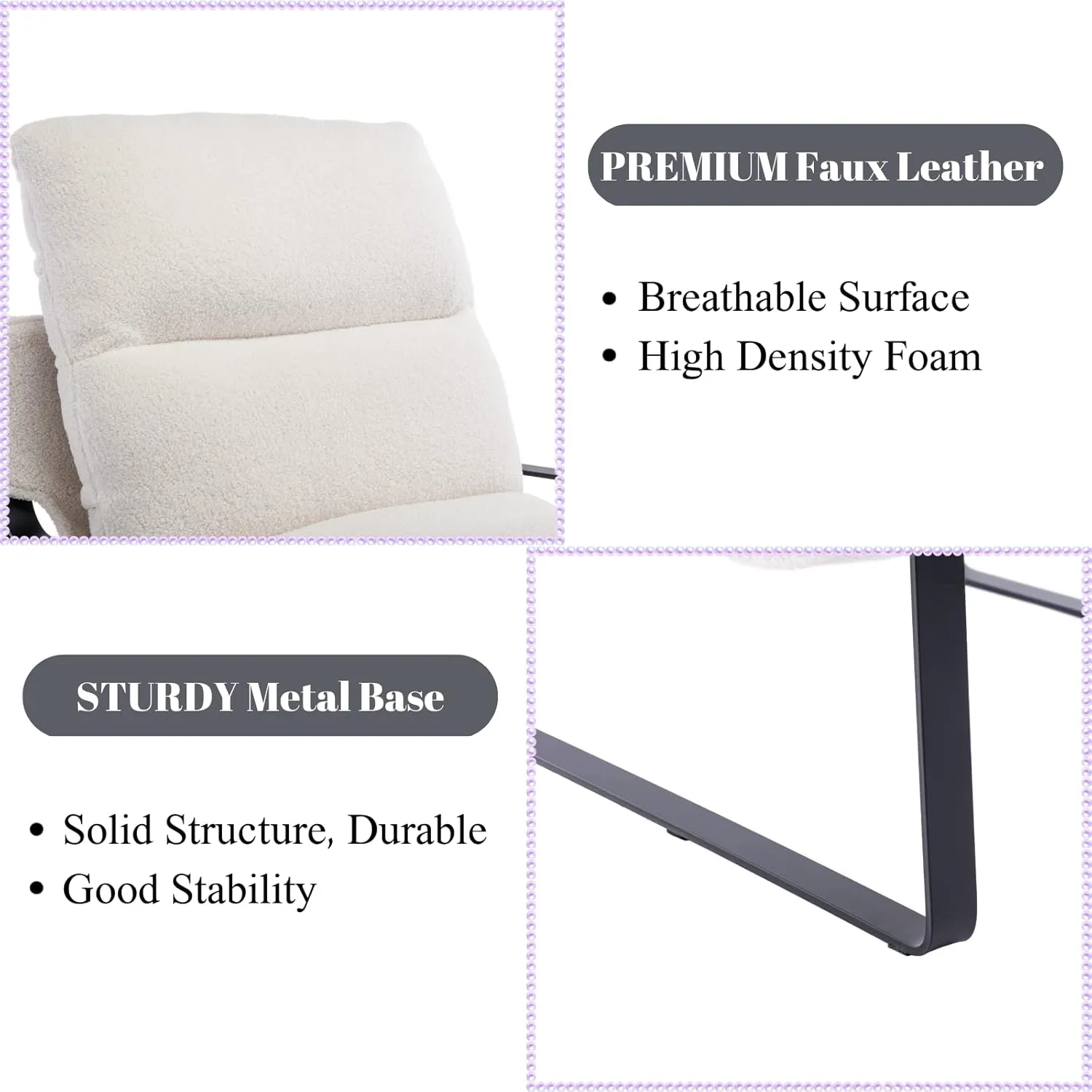 LukeAlon Modern Sherpa Accent Armchair, Upholstered Living Room Chair with Metal Base Thickened Cushion Single Sofa Chair Comfy Lounge Chair for Bedroom Living Room, White