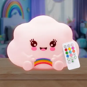 Lumipets Remote Control Silicone Night Light for Kids - Cloud Design with 9 Soft Colors & Sleep Timer - Rechargeable, Battery-Operated Lamp for Bedroom | Baby Nursery, Toddler, Girls, Boys