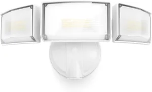 LUTEC 75W 8000 Lumen Floods Light Outdoor, Switch Controlled LED Security Lights with 3 Adjustable Heads, 5000K Daylight, IP65 Waterproof Exterior Flood Light for Outside Garage, Yard, Patio-White