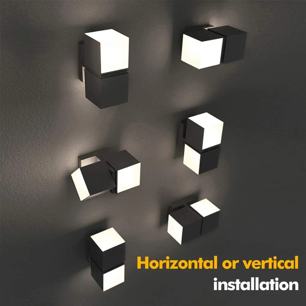 LUTEC Cuba Dusk to Dawn Outdoor Wall Lights, 3000K 1100LM LED Integrated Porch Wall Light Outdoor, IP54 Waterproof Aluminum Wall Sconce Exterior Light for Porch Patio Garage-Black