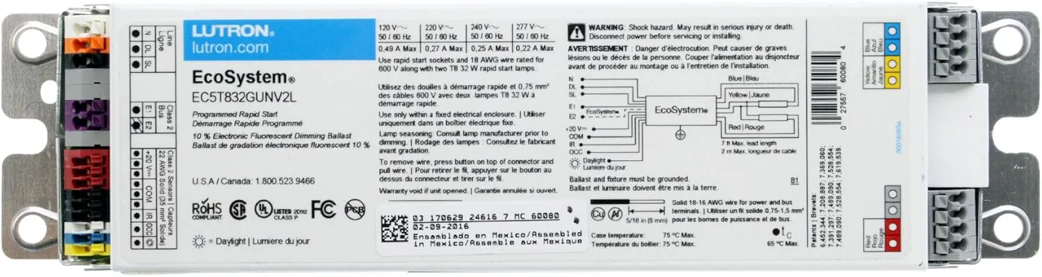 Lutron EC5T832GUNV2L Sensor Inputs