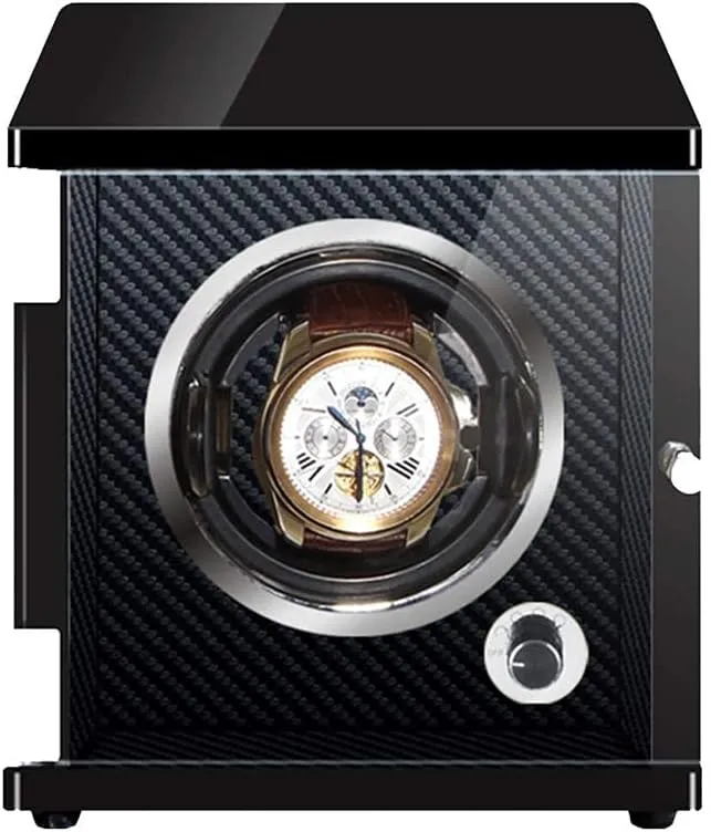Luxury Automatic Watch Winder with 1 Winder LED Lighting Japanese Mabuchi Motor Wood Shell Carbon Fiber Pu Leather Pillow Storages Box