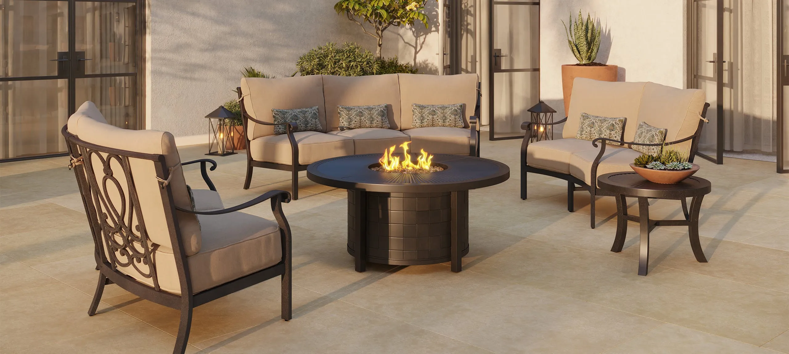 Madrid Cushioned Crescent Loveseat By Castelle