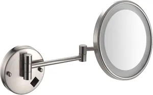 Makeup Mirror with Lights and 10X Magnification LED Wall Mounted Bathroom Vanity Mirror Swivel Extendable Shaving Mirror Brass USB (Color : Gold, Size : Hardwi(Nickel,USB)