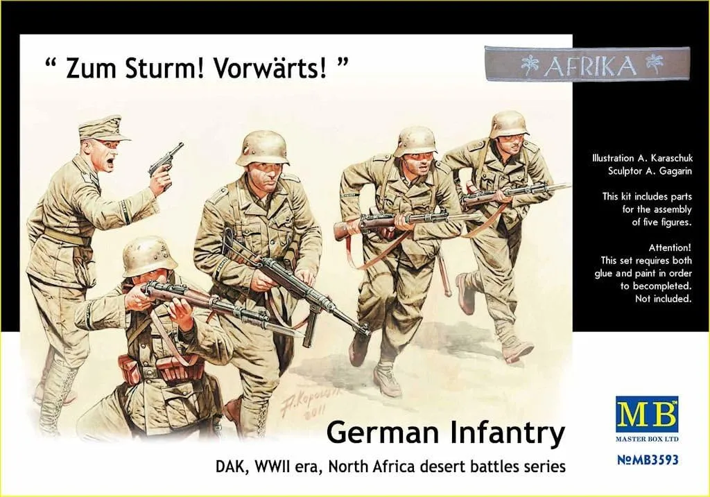 Master Box WWII DAK German Infantry N. Africa (5) Figure Model Building Kits (1:35 Scale)
