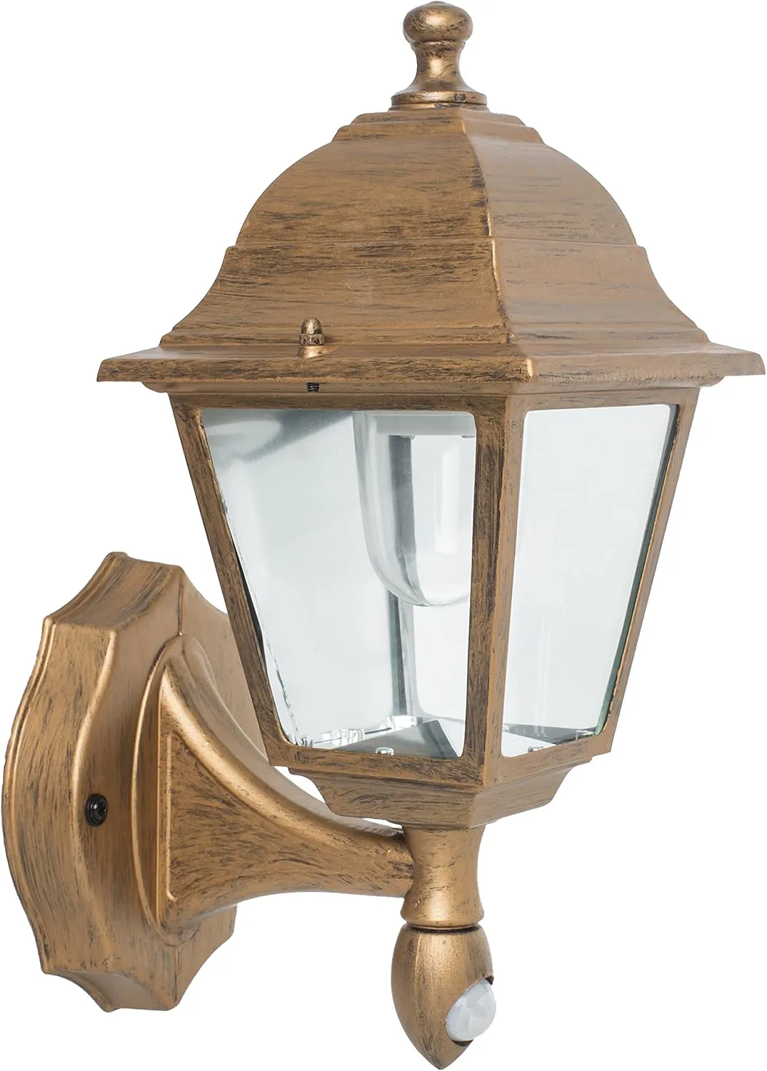 Maxsa 48219 Premium Battery-Powered Motion-Activated Decorative Outdoor Cool White LED Wall Sconce Lighting Fixture, Metal Housing, Golden Copper