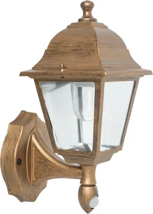 Maxsa 48219 Premium Battery-Powered Motion-Activated Decorative Outdoor Cool White LED Wall Sconce Lighting Fixture, Metal Housing, Golden Copper