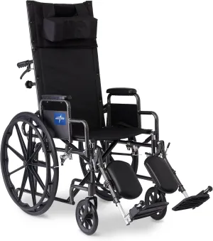 Medline Reclining Wheelchair, Desk-Length Arms and Elevating Leg Rests, 16" x 18" Seat (W x D)