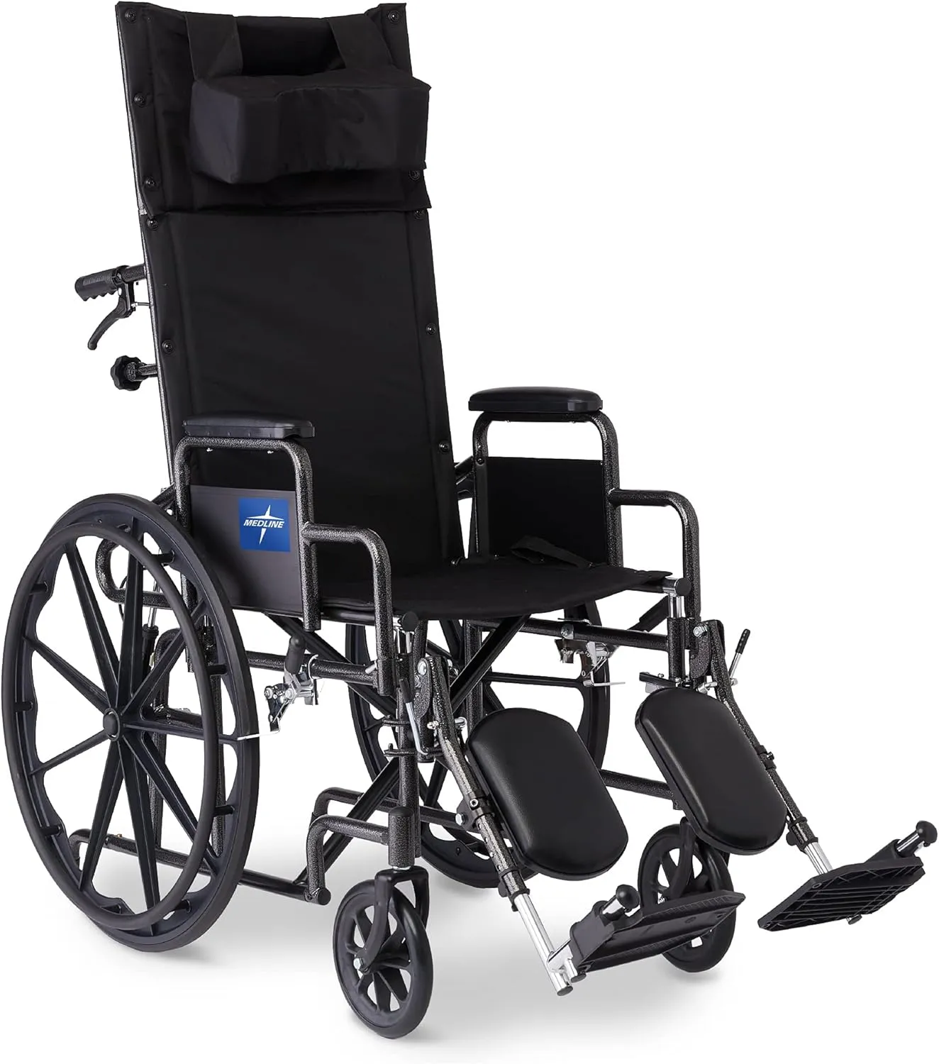 Medline Reclining Wheelchair, Desk-Length Arms and Elevating Leg Rests, 16" x 18" Seat (W x D)