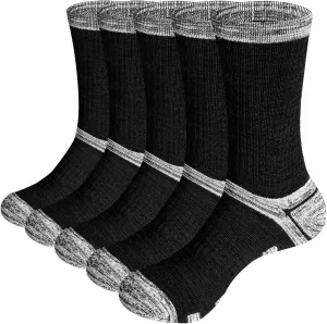 Men's Cushioned Crew Hiking Socks Moisture Wicking Anti-Odor Cotton Comfort Work Socks Thick Casual Mens Socks For Men