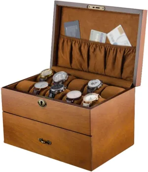 Mens Jewellery Box Watch Box Wooden Watch Storage Box, 2 Layer Large-Capacity with Lock Mechanical Watch Storage Cabinet,Birthday Gift for Friends Lofty Ambition Watch Gift Box