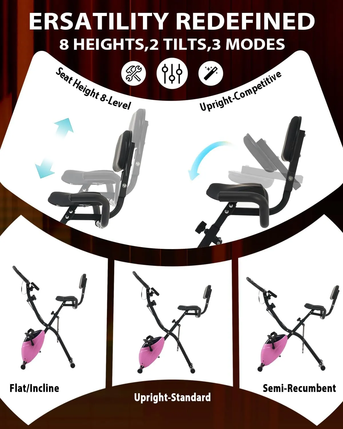 Merax Exercise Bike foldable, 3 in 1 Magnetic Stationary Bike for Home with 16-Level Resistance, Fitness X-Bike Upright Indoor Cycling Bike for Home Workout 300LB Capacity