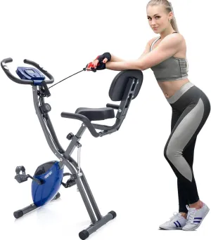 Merax Workout Bike For Home - 2 In 1 Recumbent Exercise Bike and Upright Indoor Cycling Bike Positions, 16 Level Magnetic Resistance Exercise Bike, Foldable Stationary Bike Machine, Fitness Bike