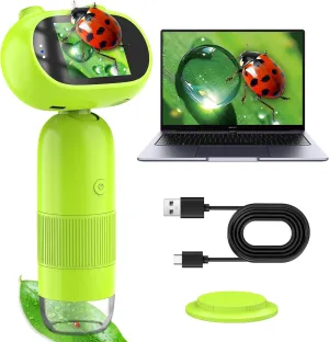 Microscope 1000X OUTACT Handheld Digital 16MP Portable Pocket Microscope with 2inch IPS Screen,1080P Adjustment Button Science Portable Microscope with 4 Adjustment Levels with 8 LEDs