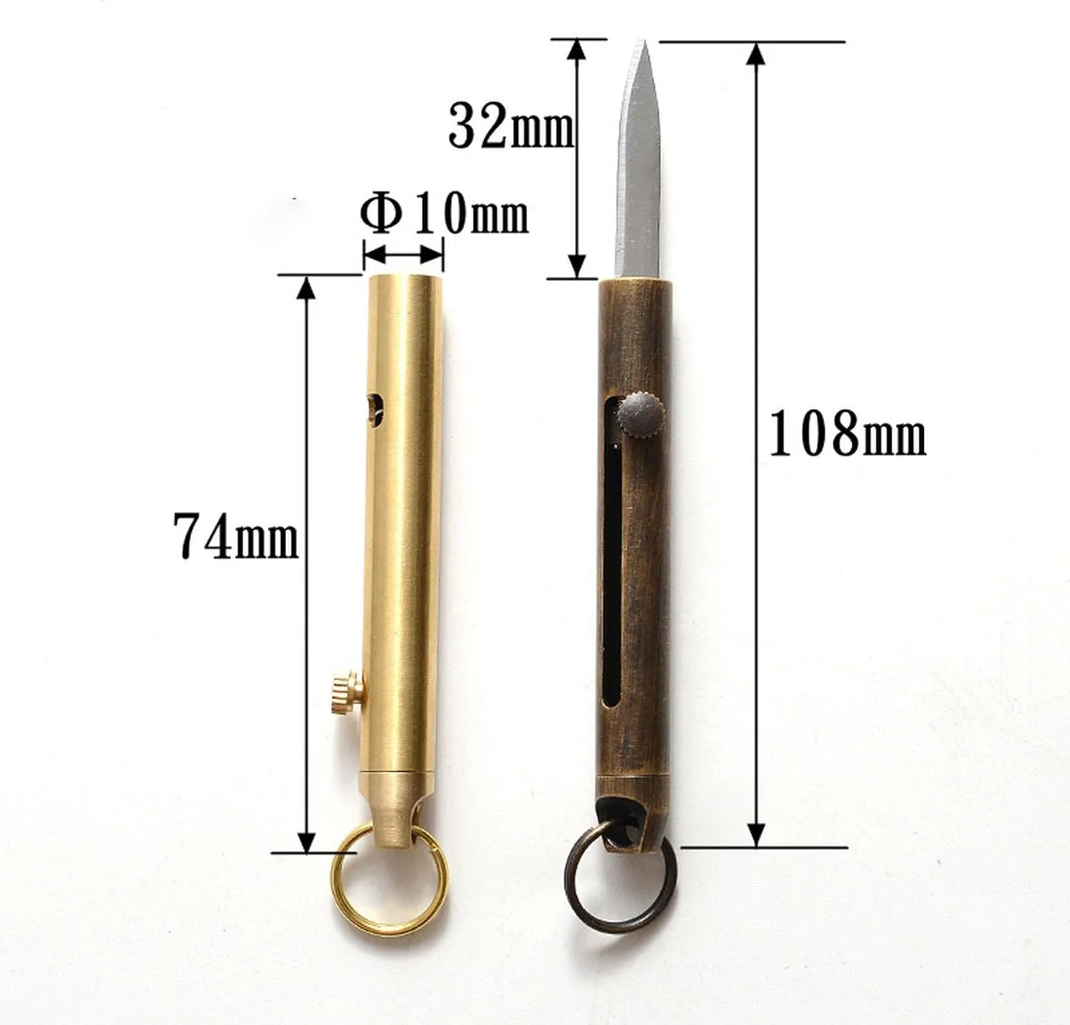 Mini Knife Multi-function Portable EDC Bolt Knife Practical Brass Pocket Knife (Gold)