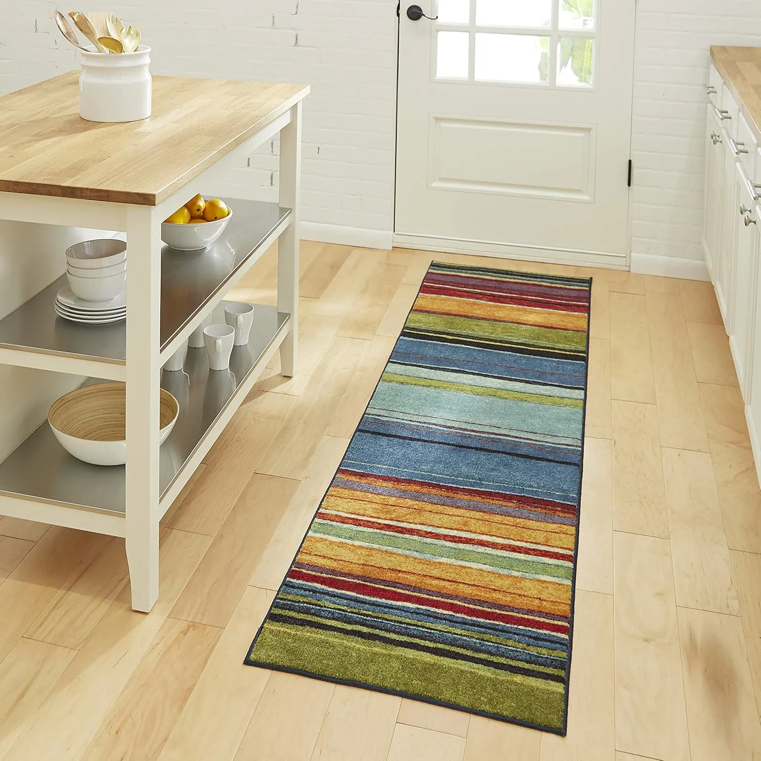Mohawk Home Rainbow Stripe 2' x 8' Area Rug - Multicolor - Perfect for Living Room, Dining Room, Office