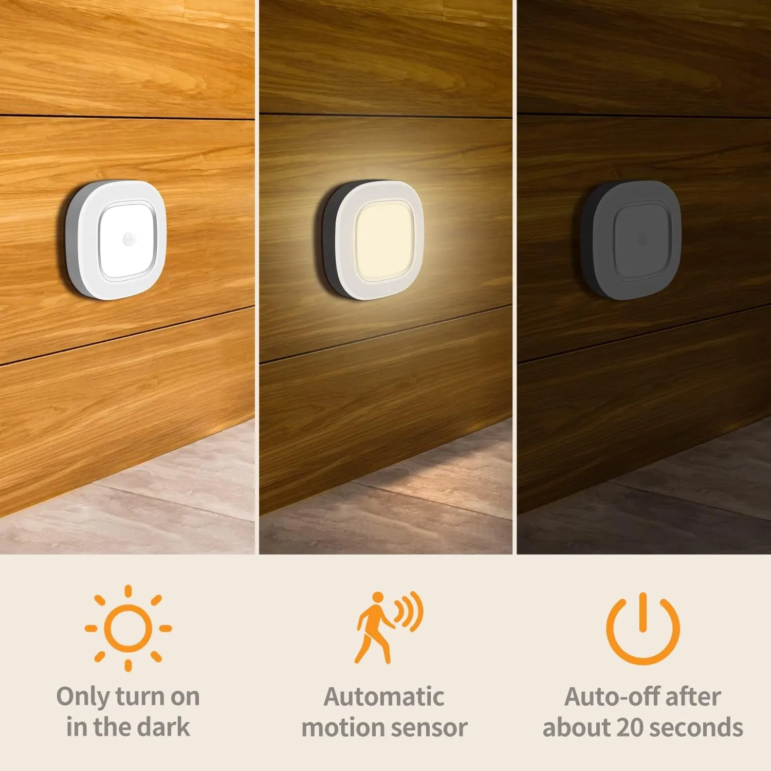 Motion Sensor Battery Operated Lights For Closet, Indoor Wireless Activated LED Ceiling Light Battery Powered 300LM for Stair Kitchen Porch Bathroom Hallway Bedroom Garage, Warm Step Light