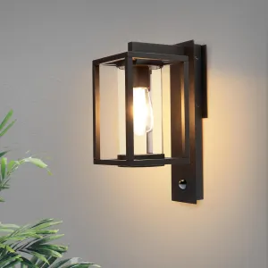 Motion Sensor Black Aluminum Outdoor Wall Light - Waterproof Hardwired Exterior Light for Home Security, 120V E26 Compatible (Bulb Not Included)