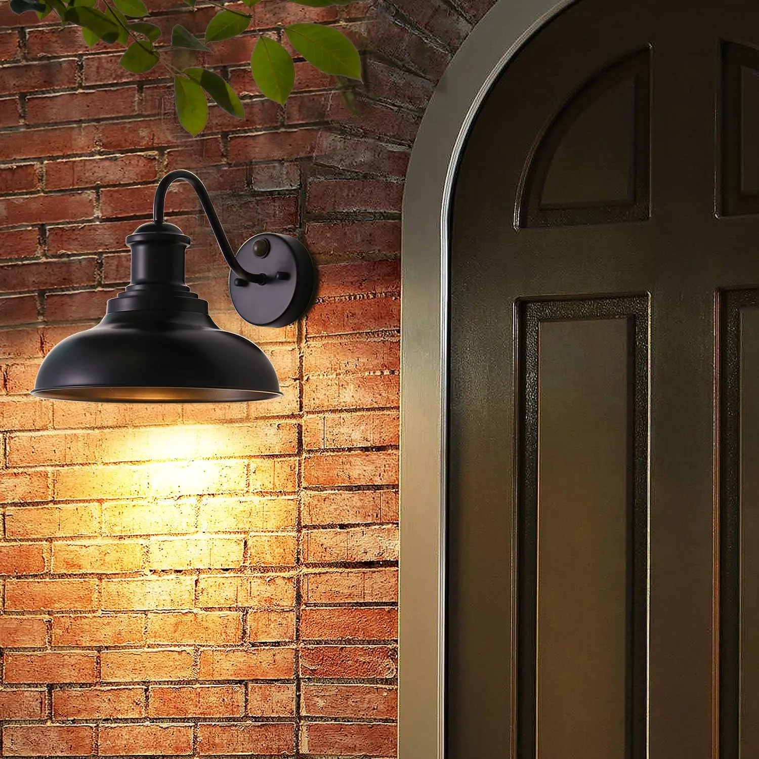 Motion Sensor Outdoor Barn Wall Light Fixtures,Black Farmhouse Gooseneck Sconce,Exterior Sensor Outdoor Barn Light Wall Lighting for Balcony,Entrance,Front Door,Porch,Garage Motion