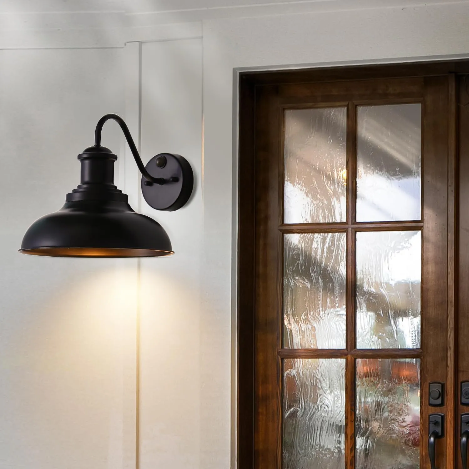 Motion Sensor Outdoor Barn Wall Light Fixtures,Black Farmhouse Gooseneck Sconce,Exterior Sensor Outdoor Barn Light Wall Lighting for Balcony,Entrance,Front Door,Porch,Garage Motion