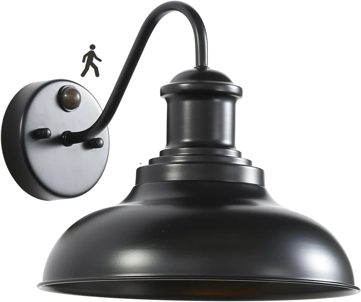 Motion Sensor Outdoor Barn Wall Light Fixtures,Black Farmhouse Gooseneck Sconce,Exterior Sensor Outdoor Barn Light Wall Lighting for Balcony,Entrance,Front Door,Porch,Garage Motion