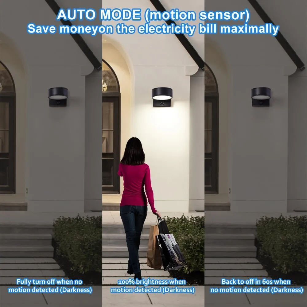 Motion Sensor Outdoor Lights, Aluminum Outdoor Wall Sconce, LED Porch Lights, 8W Outdoor Wall Light, Exterior Wall Sconce, Waterproof 3000K/4000K/5000K Wall Light for Garage Enterway