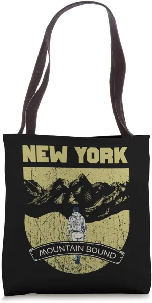 Mountain Bound New York Hiking Camping Hike Distressed Hiker Tote Bag