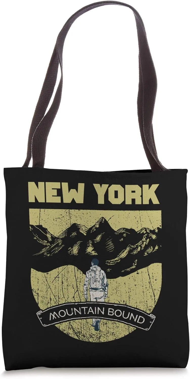 Mountain Bound New York Hiking Camping Hike Distressed Hiker Tote Bag