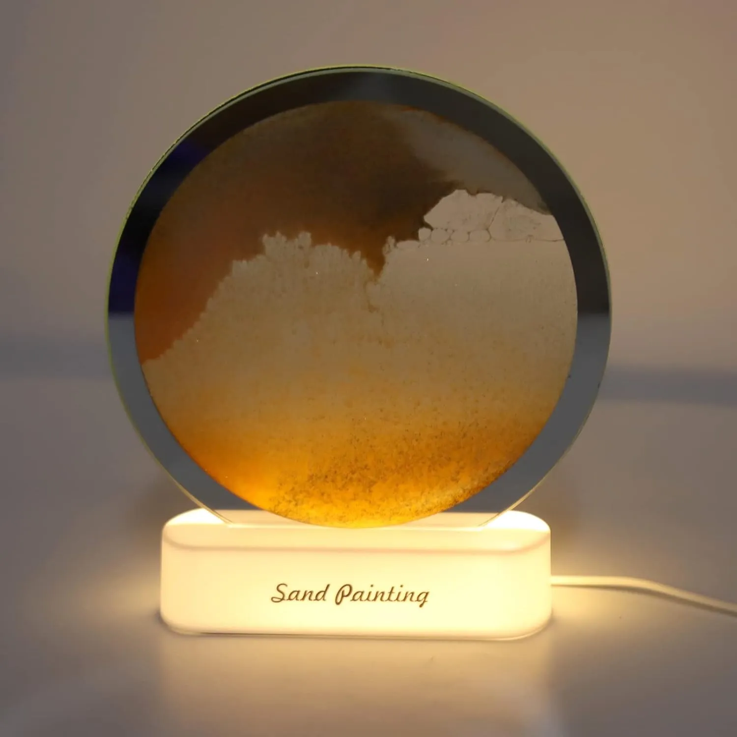 Moving Sand Art Picture, Quicksand Painting Lamp, USB Falling Sand Art Sandscape Moving Sand Night Light Nightstand Lamp for Bedroom Living Room Office Desktop Toys Dynamic Art(Yellow) ( Color : Yello