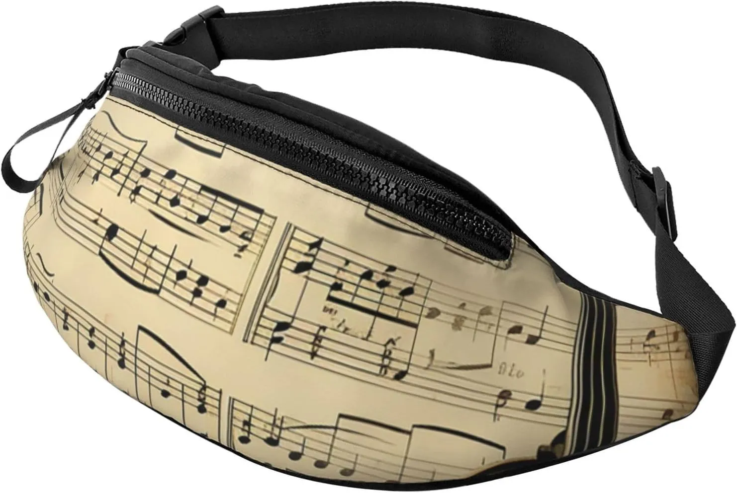 Music Notes on Old Paper Fanny Pack for Man Women Waist Bag Adjustable Belt Casual Chest Bag Bum Bags for Travel Sports Running Hiking Waist Packs