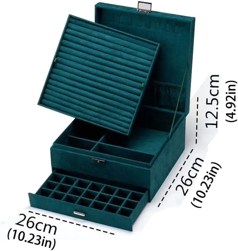 MUSUMI Jewelry Box 3-Layer Jewelry Box Storage Box Necklace Ring Bracelet Bracelet Earrings Watch Jewelry Storage Box Velvet Jewelry Box Jewelry Boxes and Organizers (Dark Purple)