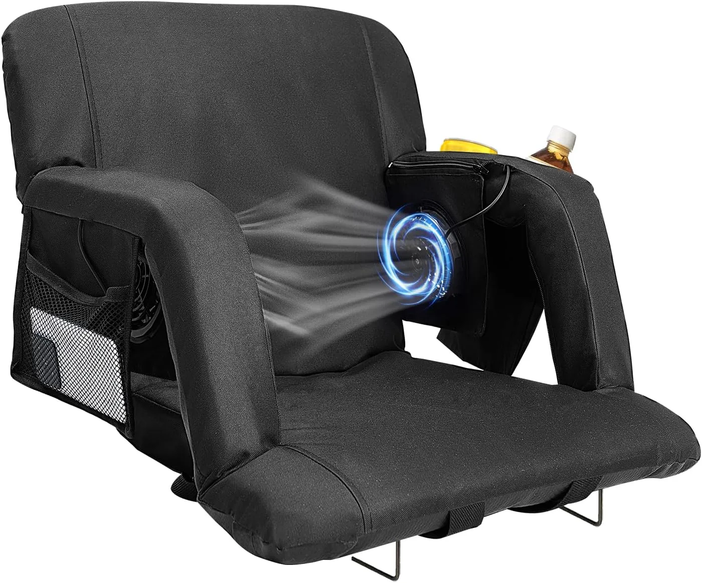 NAIZEA Stadium Seats w/Fans,Foldable Stadium Seats with Back Support, Cooling Seat for Bleachers, Cooling Seat Cushion，2 Fans & 5 Cooling Speed, Battery NOT Included