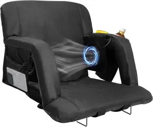 NAIZEA Stadium Seats w/Fans,Foldable Stadium Seats with Back Support, Cooling Seat for Bleachers, Cooling Seat Cushion，2 Fans & 5 Cooling Speed, Battery NOT Included