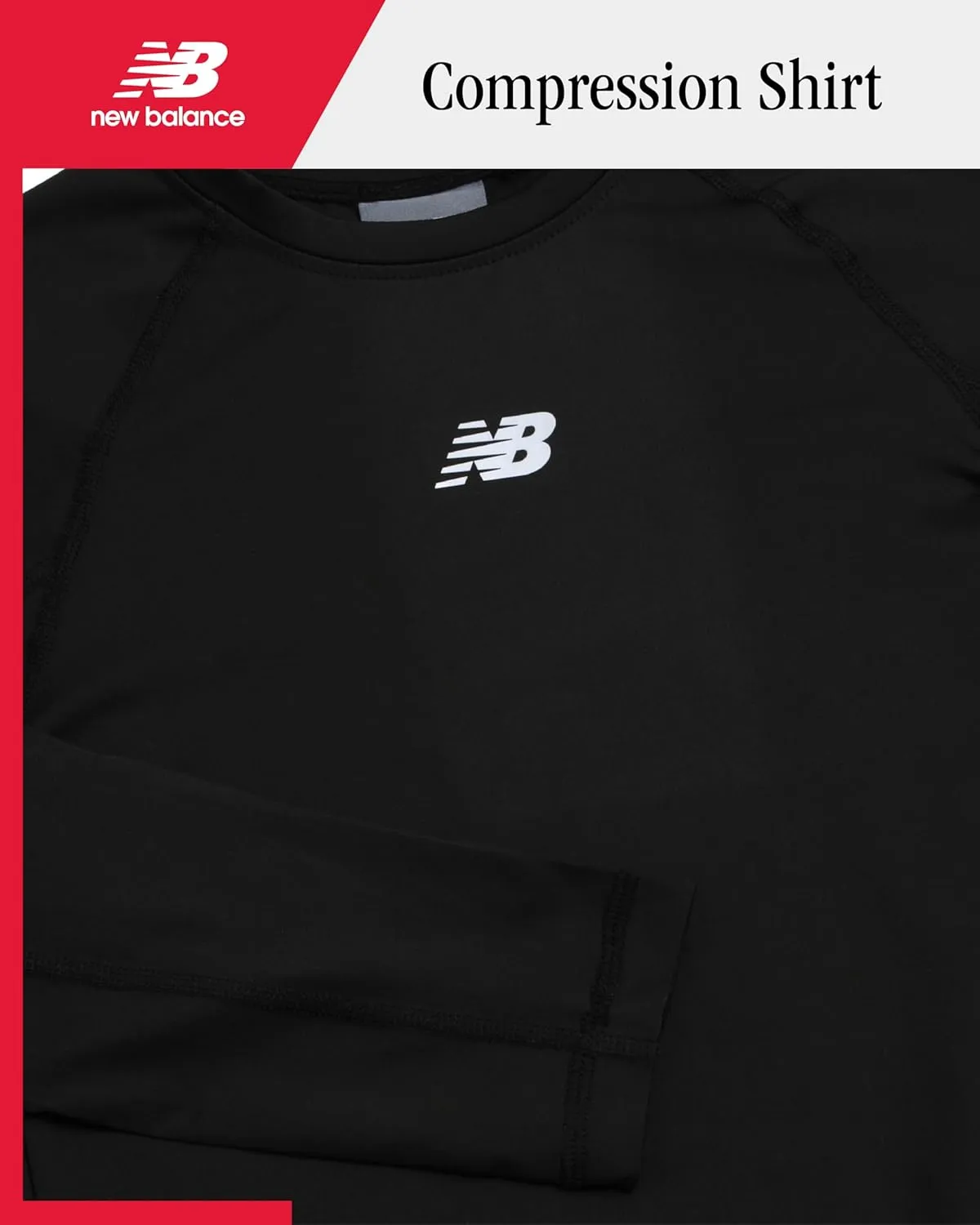 New Balance Boys Base Layer Top - Insulated Compression Long Sleeve Shirt - Active Base Layer Under Shirts for Boys (8-20)