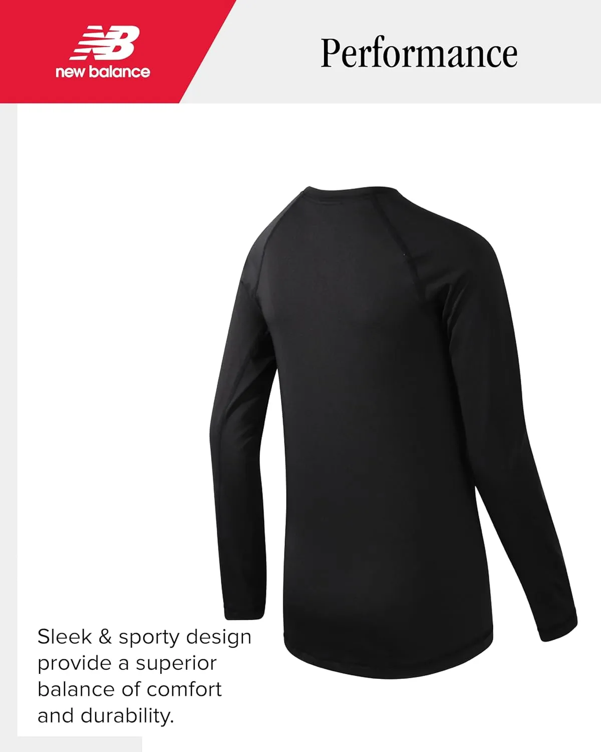 New Balance Boys Base Layer Top - Insulated Compression Long Sleeve Shirt - Active Base Layer Under Shirts for Boys (8-20)