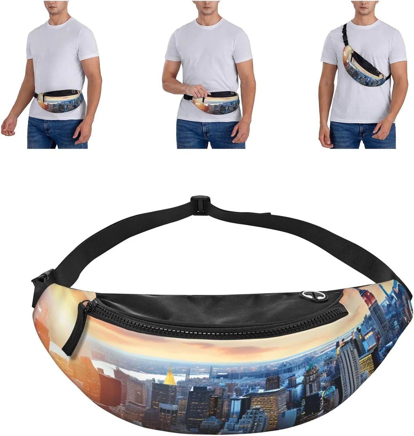New York City Skyline Fanny Pack for Man Women Waist Bag Adjustable Belt Casual Chest Bag Bum Bags for Travel Sports Running Hiking Waist Packs