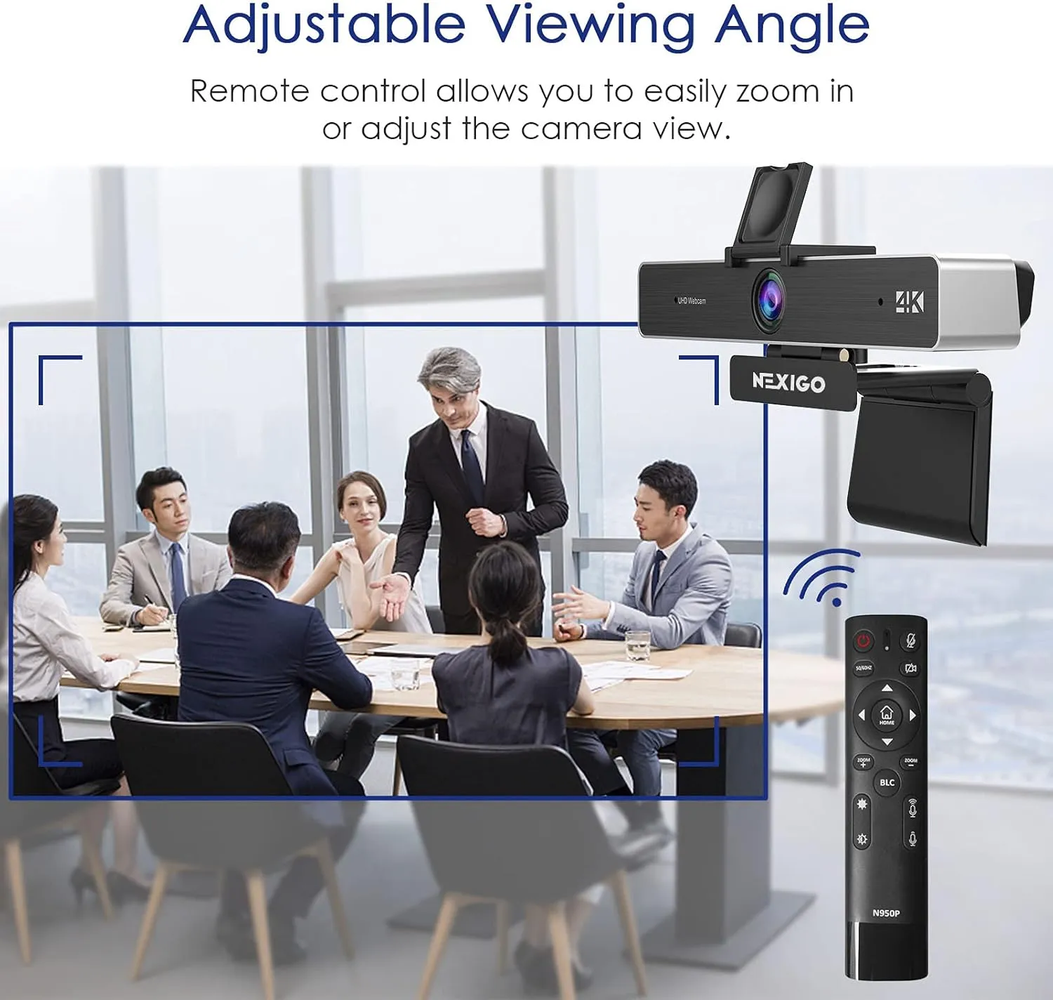 NexiGo Zoom Certified, N950P (Gen 2) 4K Zoomable Webcam, RF Remote, Sony_Starvis Sensor, 5X Digital Zoom, Pro Web Camera with Dual Stereo Mics, for Zoom Skype Teams Twitch