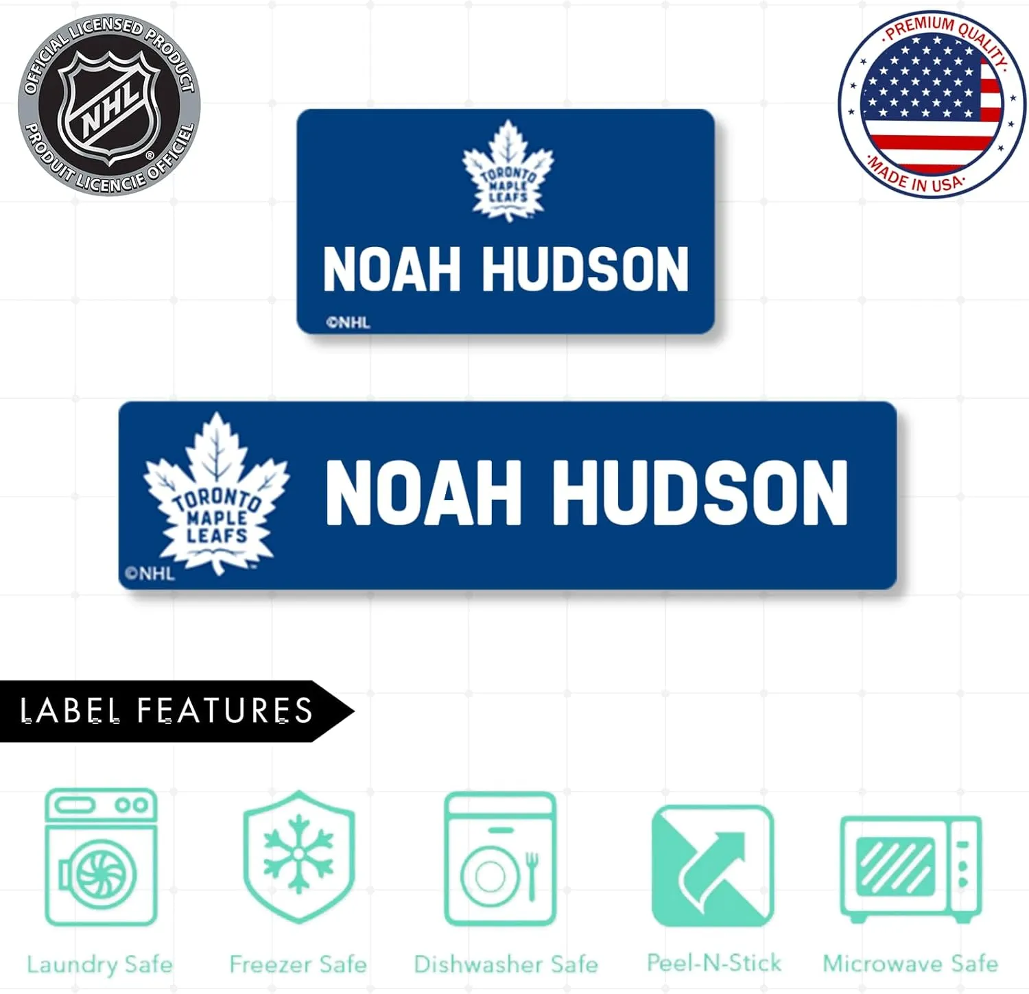 NHL Hockey Labels - Custom Peel and Stick, Waterproof Labels - Great for Organization, Sports, School, Day Camp Labels - 155 Pack (Toronto Maple Leafs)