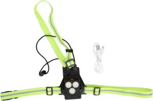 Night Running Lights for Runners, LED Chest Lamps with Reflective Vest Gear and Rechargeable Battery Charging Jogging Safety Light