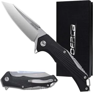 OERLA OL-0027 EDC Folding Pocket Knife 3.5" 420HC Steel Blade with G10 Handle and Deep Pocket Clip for Men and Women of Outdoor Camping Survival and Hiking Knives