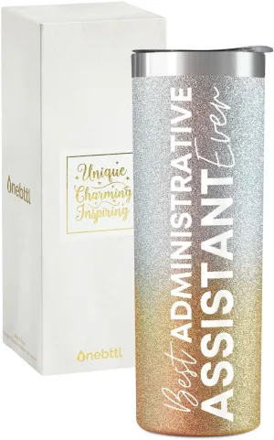 Onebttl Administrative Professional Day Gifts for Administrative Assistant, 20 oz Stainless Steel Glitter Tumbler for Women - Best Administrative Assistant Ever