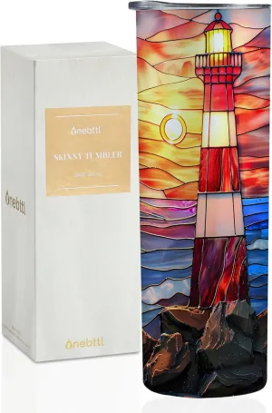 Onebttl Lighthouse Gifts for Lighthouse Lovers on National Lighthouse Day, Birthday and Chirstmas, 20 oz Insulated Stainless Steel Tumbler - GLASS