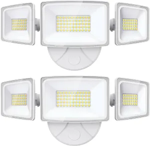 Onforu 2 Pack 60W Flood Lights Outdoor, 6000LM LED Flood Lighting Outdoor Switch Controlled, IP65 Waterproof Exterior Floodlight Fixture with 3 Adjustable Heads, 6500K Security Light for Garage Yard