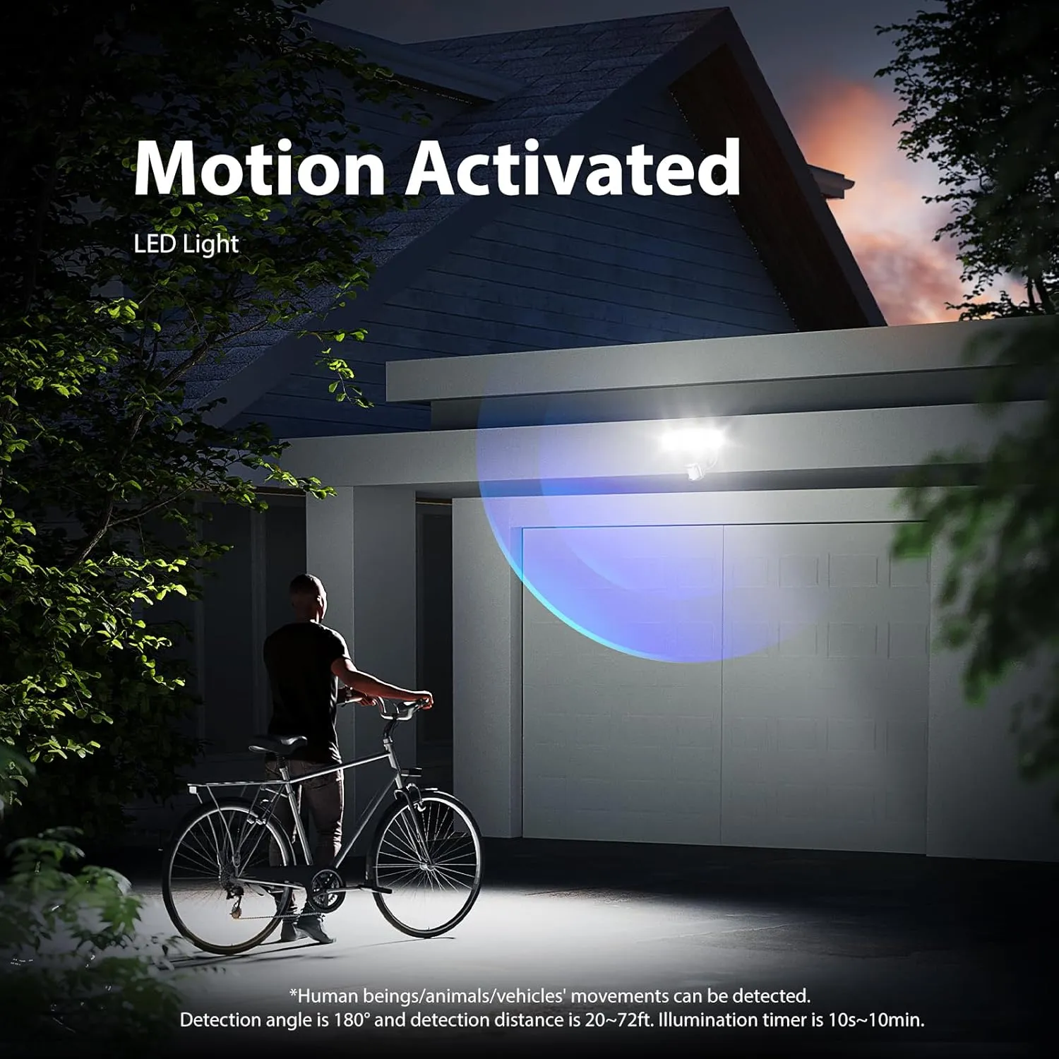 Onforu 75W LED Motion Sensor Outdoor Lights, Dusk to Dawn Flood Light Outdoor Motion Sensor, Hardwired Security Light Floodlights Outside 7500LM 6500K Daylight IP65 Waterproof (Gray)