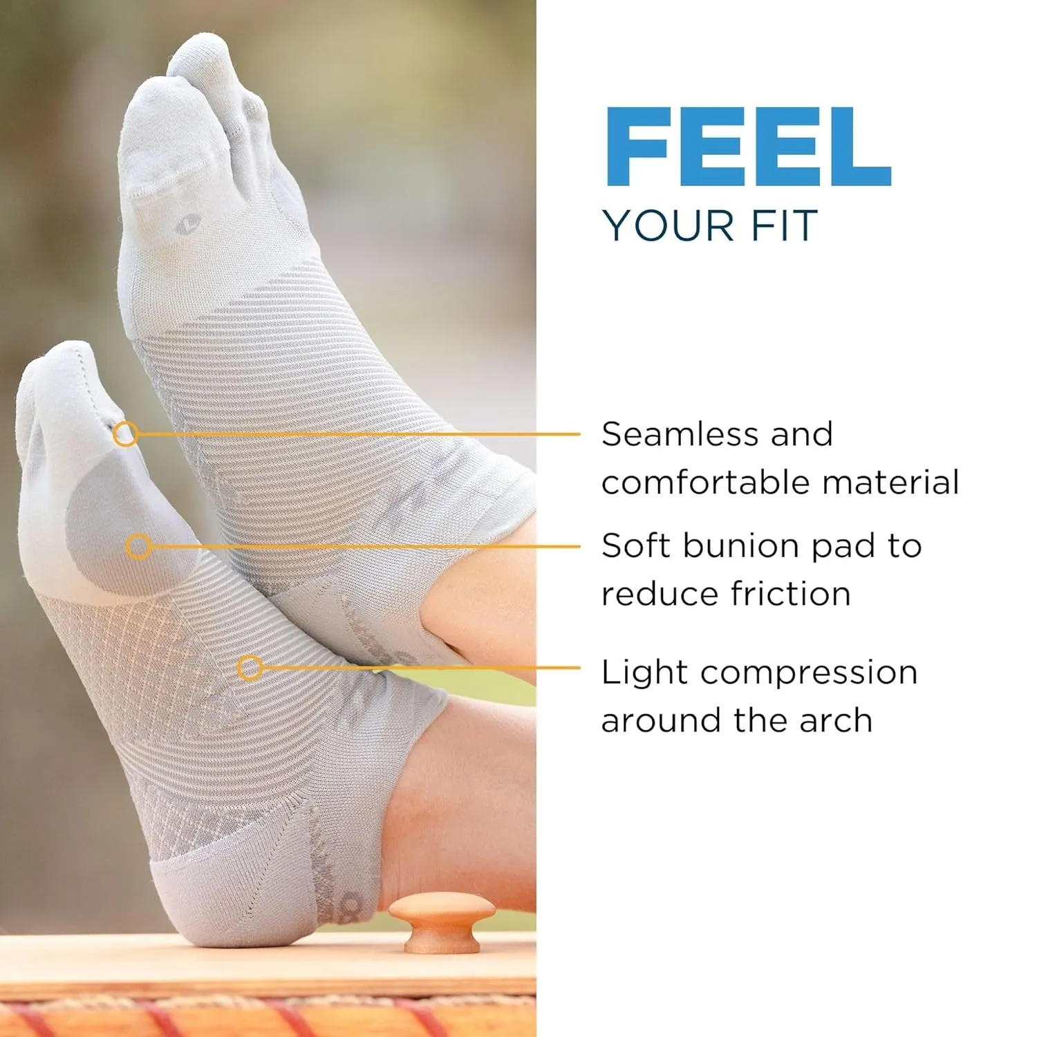 OrthoSleeve Bunion Relief Socks, Patented Split-Toe Design with a Cushioned Bunion Pad Separates Toes, Relieves Bunion Pain and Reduces Toe Friction