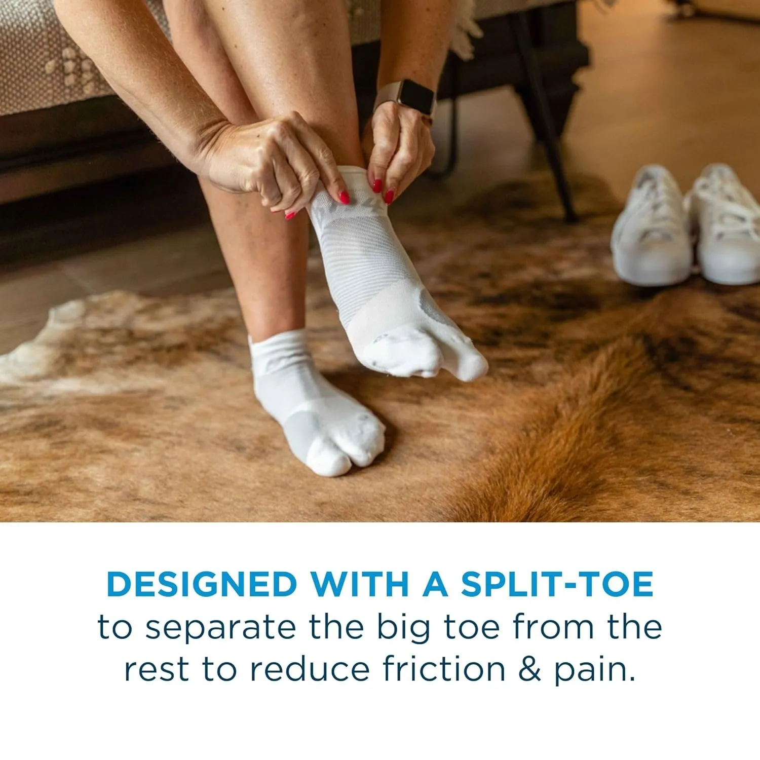OrthoSleeve Bunion Relief Socks, Patented Split-Toe Design with a Cushioned Bunion Pad Separates Toes, Relieves Bunion Pain and Reduces Toe Friction