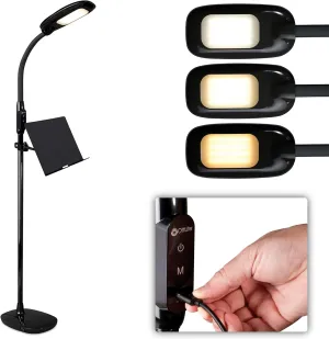 OttLite LED Floor Lamp with USB Charging Port & Tablet Stand - ClearSun LED Technology - 4 Brightness Settings & 3 Color Temperature Modes - Touch Activated Controls, for Home, Reading & Dorms