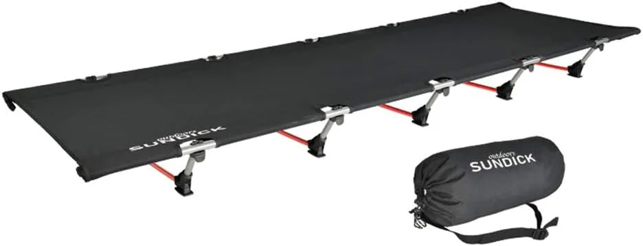 Outdoor Bed, Portable Foldable Camping Cot Single Person Outdoor Folding Bed 330LB Bearing Weight Compact for Outdoor Hiking Backpacking Picnic Camping, Black