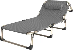 Outdoor Folding Bed,Chaise Lounge Chair,Oversized Camping Cot for Adults Camping Sleeping Cot 26.7" Extra Wide,Most Comfortable & Steady for Indoor,Office,Camp, BBQ,Hiking